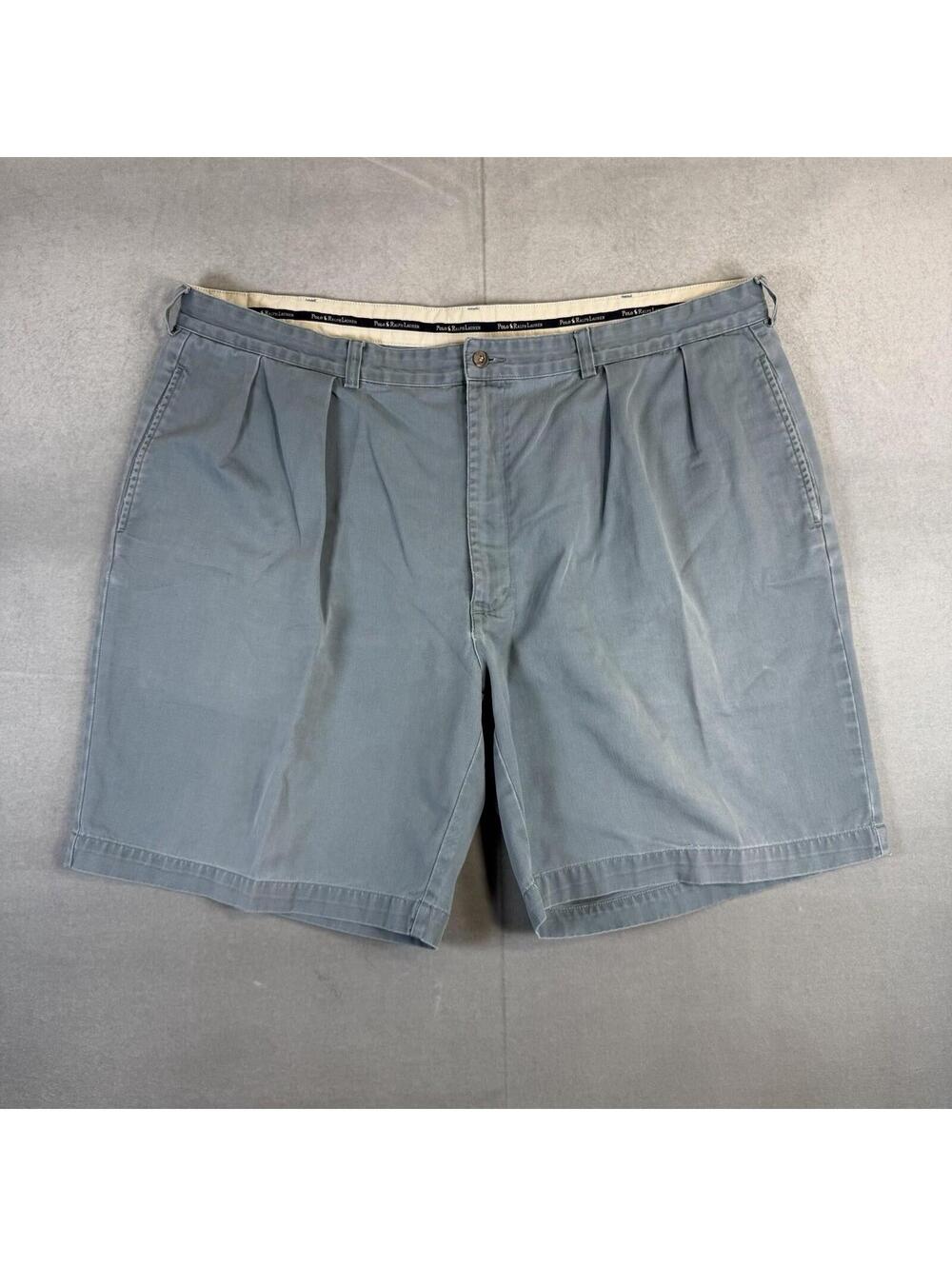 Vintage 90s Polo Ralph Lauren Tyler Shorts Mens 42 Blue Pleated Chino 8"